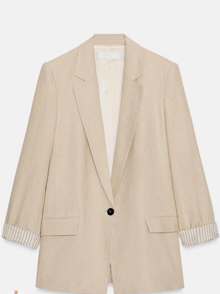 Zara Cream Women's Oversize Linen Blazer